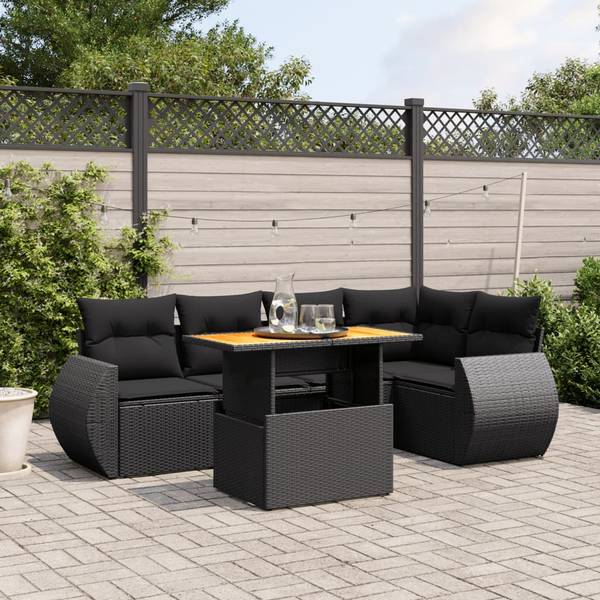 Garten-Lounge-Set 3037146-1 (6-teilig) Schwarz