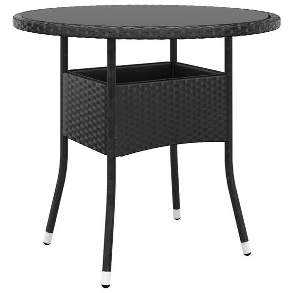 Tuintafel 3011352 zwart - staal - transparant glas - 80 x 75 x 80 cm
