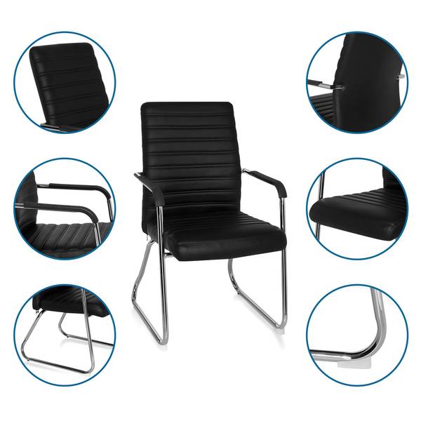 Esszimmerstuhl STEEL V Schwarz - Flachgewebe - Kunstleder - 46 x 96 x 55 cm