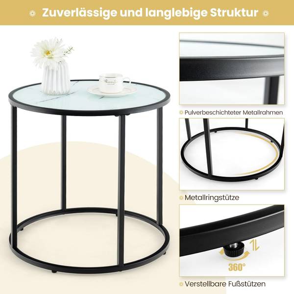 Beistelltisch TH32741ITDE Schwarz - Glas - 50 x 50 x 50 cm