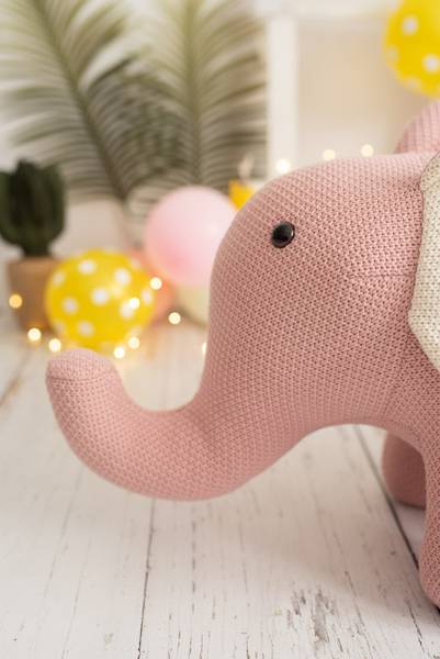 Schaukeltier Elefant Pink - Baumwollstoff - 35 x 48 x 90 cm