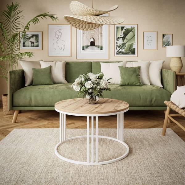 Couchtisch LORI LOFT Eiche Wotan Dekor - Weiß