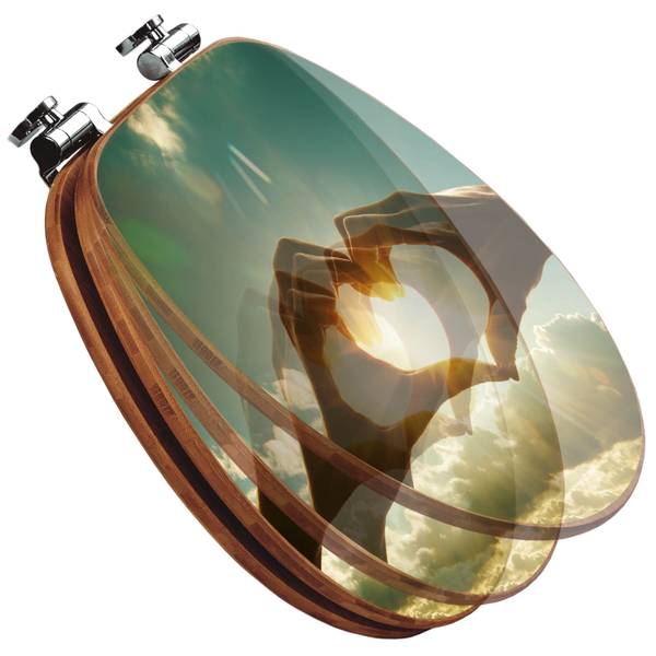 WC-Sitz mit Absenkautomatik Sonne im Her Bambus - Holzwerkstoff - 38 x 5 x 49 cm