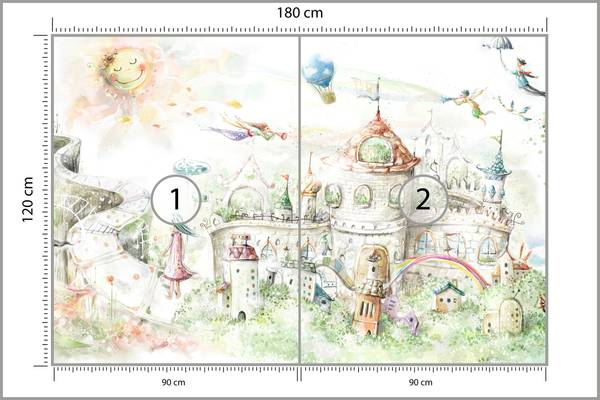 Vlies-Fotobehang VOOR Kinderen Kasteel 180 x 120 x 120 cm