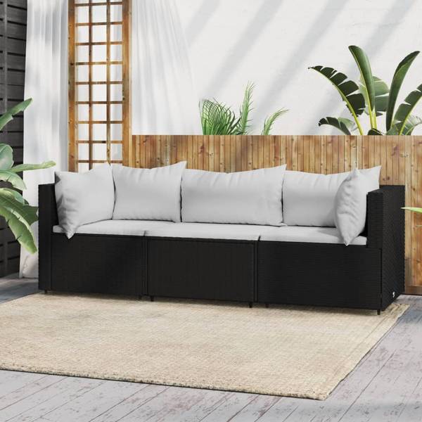 Garten-Lounge-Set 3029629-1  (3-teilig) Schwarz - Weiß
