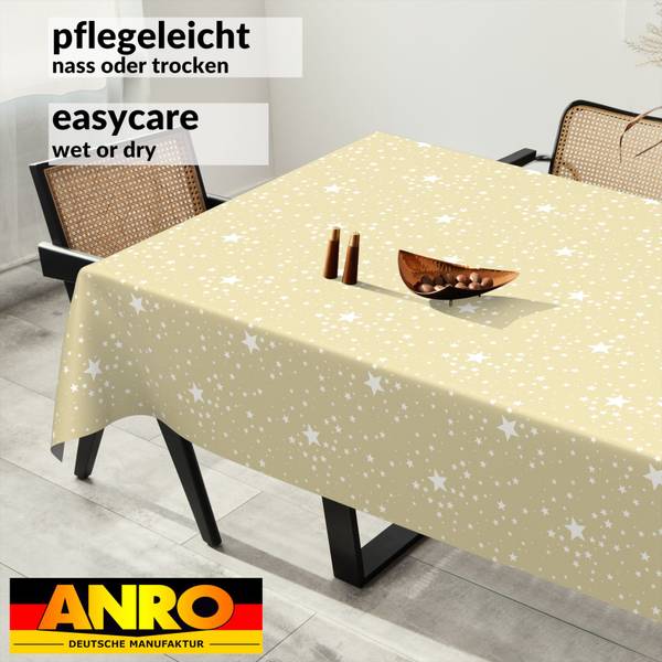 Wachstuchtischdecke Sterne Beige - Tiefe: 180 cm