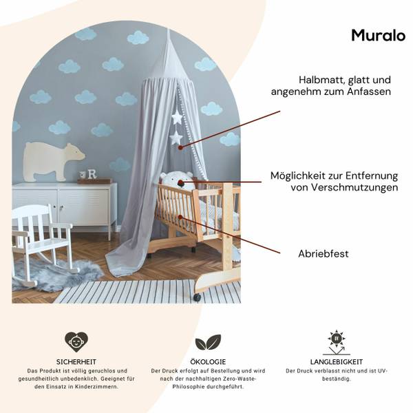 Wandtattoos WOLKEN 20‑er Set Blau - 60 x 30 x 30 cm