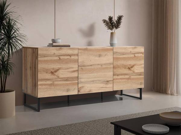 Sideboard CEVANIA Beige - Holz teilmassiv - 40 x 66 x 140 cm