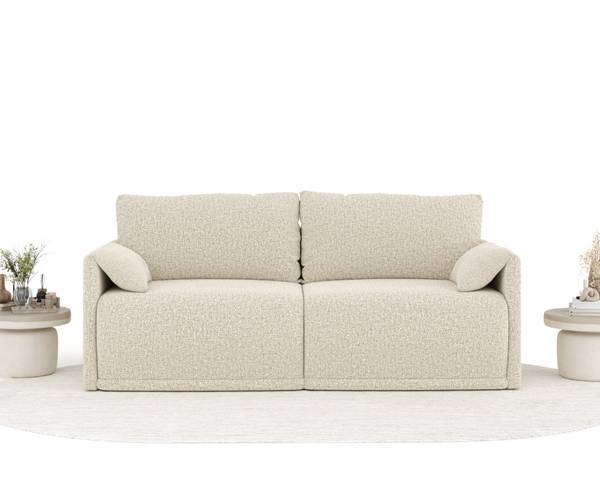 Schlafsofa mit Ecksofa Funktion Nappa Beige