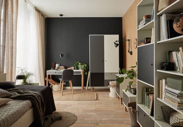 2-türiger Kleiderschrank CONCEPT Schwarz - Dunkelgrau - Hellgrau - Weiß