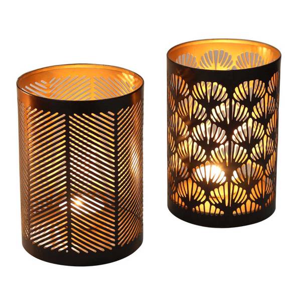 Orientalisches Windlicht Lucca 2er Set Schwarz - Metall - 10 x 14 x 10 cm