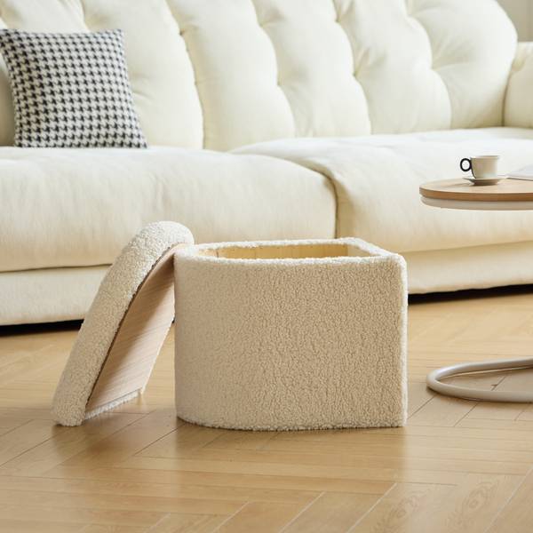 Couchtisch mit Hocker SENJA 3er Set Weiß - Holz teilmassiv - 90 x 44 x 42 cm