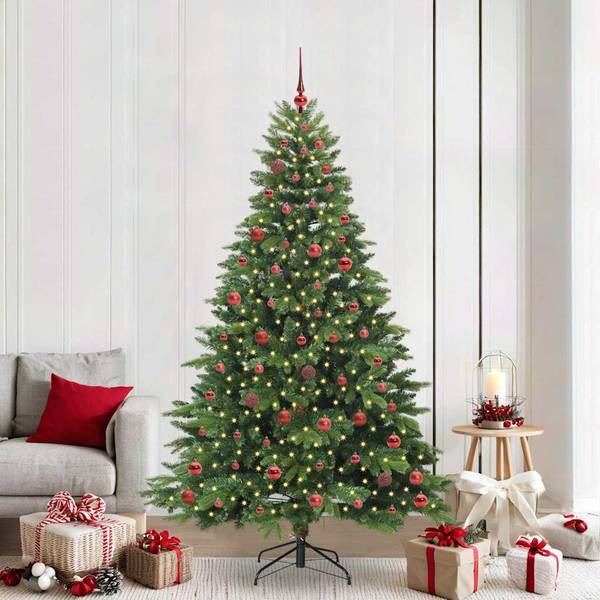 Sapin de Noël artificiel 3700000069-3 Vert - Rouge - 132 x 210 x 132 cm