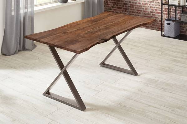 Table à manger KASIMIR Marron - 280 x 100 cm - Gris