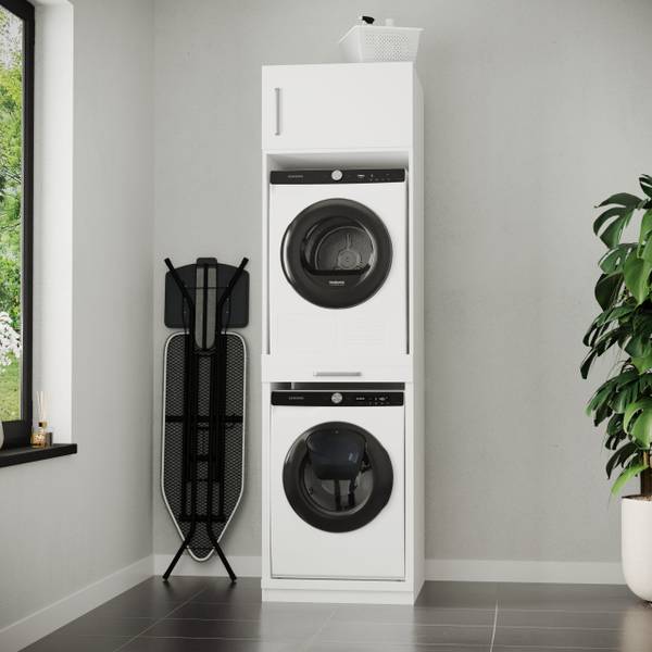 Waschmaschinen schrank Sydney Weiß - Holzwerkstoff - 66 x 235 x 70 cm