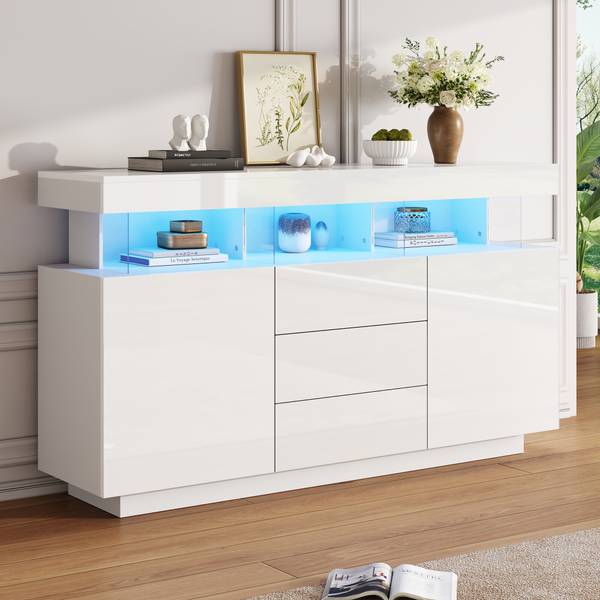 Sideboard Rezer Weiß - Holzwerkstoff - 140 x 80 x 35 cm
