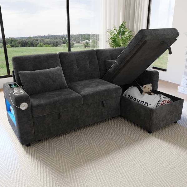 Schlafsofa ChenilLade Ⅲ Grau - Chenille - 131 x 85 x 206 cm