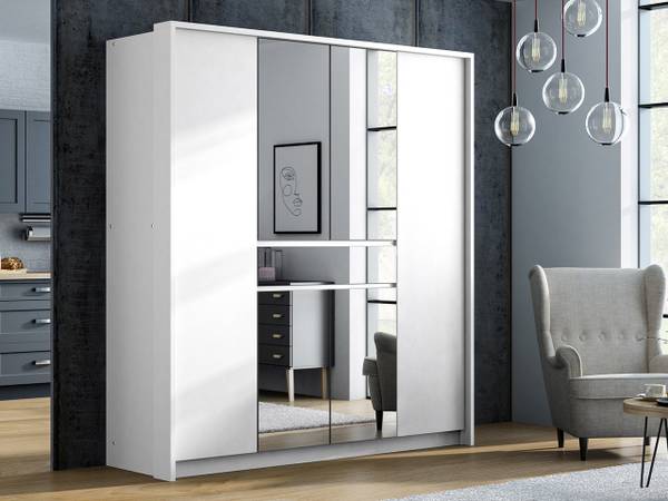 Kleiderschrank Split Weiß - Holzwerkstoff - 200 x 217 x 65 cm
