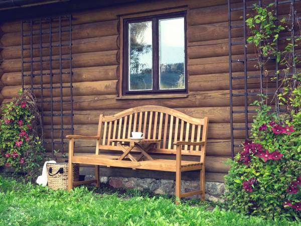 Gartenbank HILO Braun - Massivholz - 150 x 102 x 54 cm
