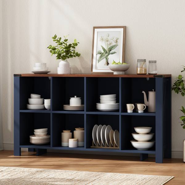 Küchenschrank LANMUD26 Ⅱ Blau - Holzwerkstoff - 140 x 75 x 34 cm
