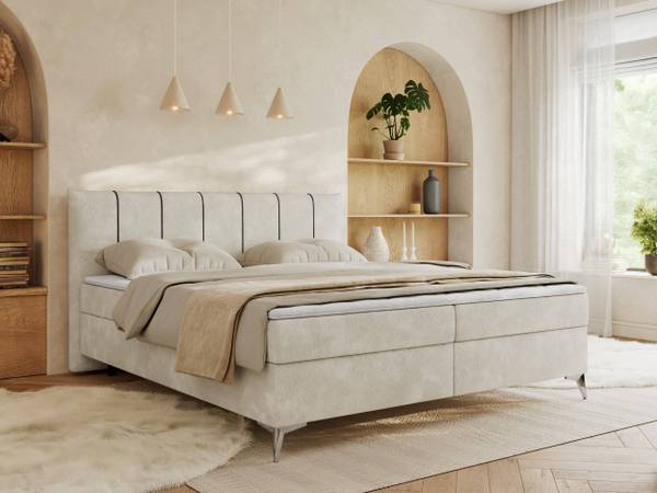 Boxspringbett DRINEA Beige - H3 - Liegefläche Breite: 180 cm
