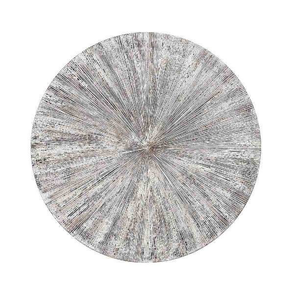 Wanddekoration Rond Weiß - Holz teilmassiv - 3 x 120 x 120 cm