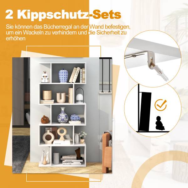 Bücherregal mit 5 Ebenen 54901382 Weiß - Holzwerkstoff - 70 x 158 x 24 cm