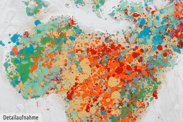 Acrylbild Handgemalt Weltkarte Jec Baumwollstoff - 140 x 70 x 4 cm