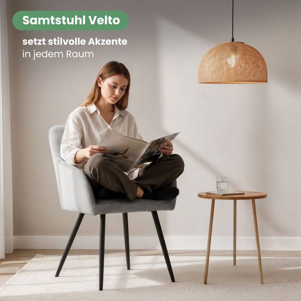 ESSZIMMERSTUHL VELTO 6er-Set Schwarz - Grau