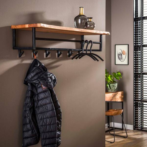 Kleiderständer EDGE Braun - Massivholz - 100 x 27 x 33 cm