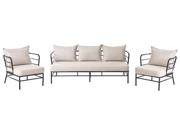 Sitzgruppe PONZONE 3-tlg Beige - Schwarz - Metall - 79 x 80 x 79 cm