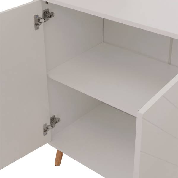 Sideboard N89 Weiß - Holzwerkstoff - Holz teilmassiv - 150 x 88 x 40 cm