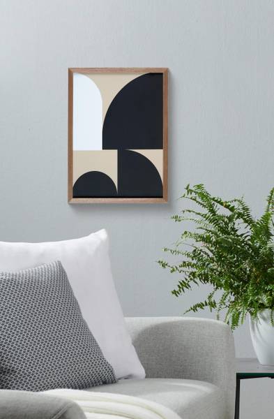 Wanddeko CLEA Beige - Schwarz - Braun - Papier - Holz teilmassiv - 30 x 40 x 2 cm