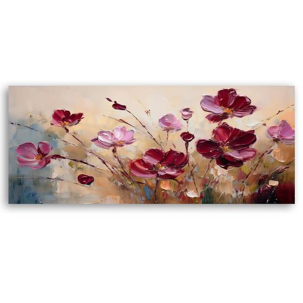 Wandbild blumen mohnblumen gemalt 150 x 50 cm