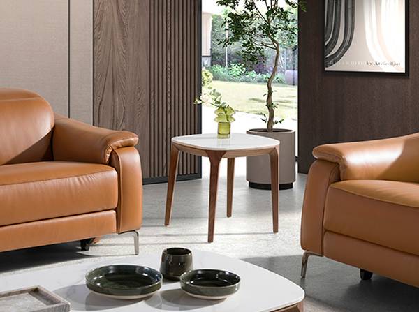 Table d'angle 2133 Blanc - Zinc - Marbre - 50 x 51 x 50 cm