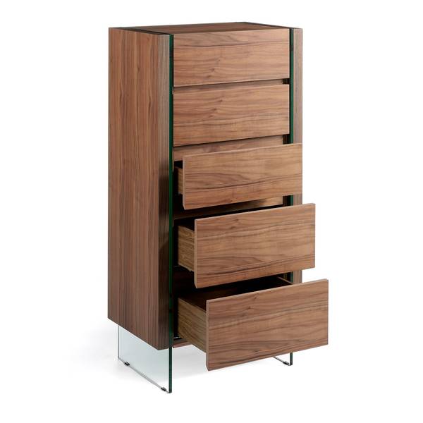 Chiffonier 7041 Braun - Nussbaum - Walnuss - Zink - Klarglas - 58 x 119 x 39 cm