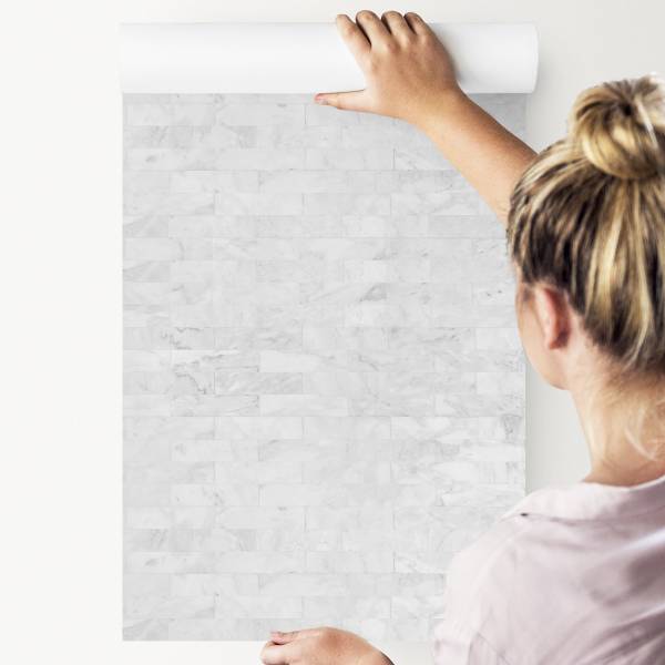 Papier Peint marbre pierre brique Gris - Papier - 53 x 1000 x 1000 cm