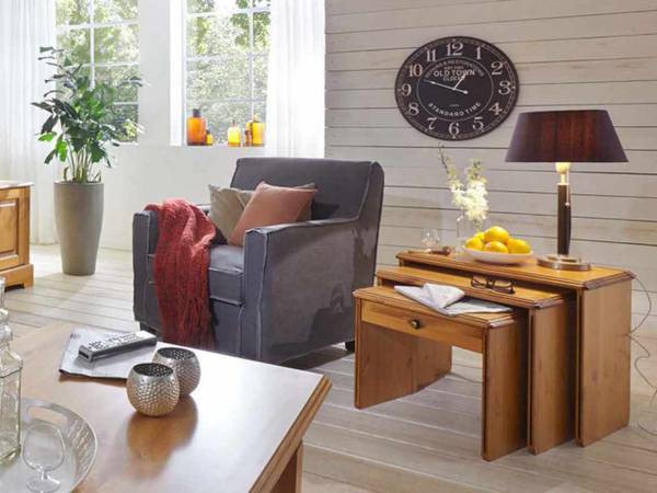 3-Satz-Tisch-Set Florenz Braun - Massivholz - 65 x 55 x 40 cm