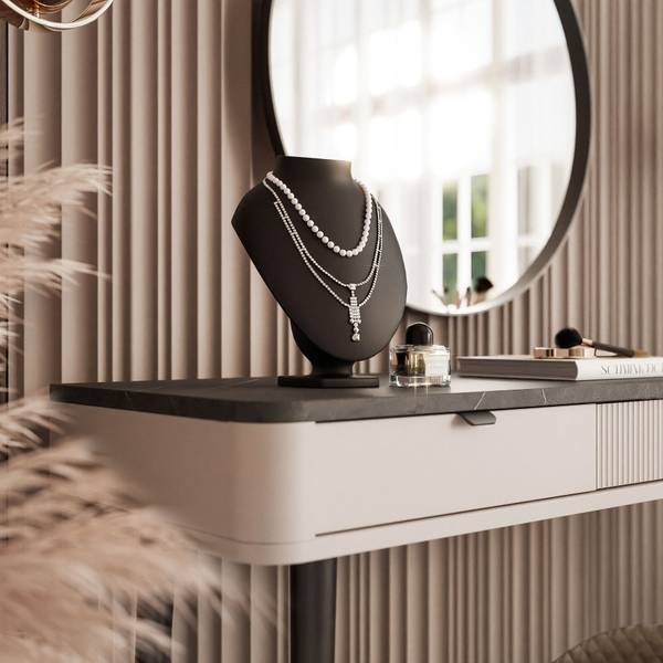 Schminktisch Konsole NAVANI Beige - Steingrau