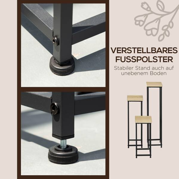 Pflanzenständer BB5536 3er-Set Schwarz - Metall - 21 x 90 x 21 cm