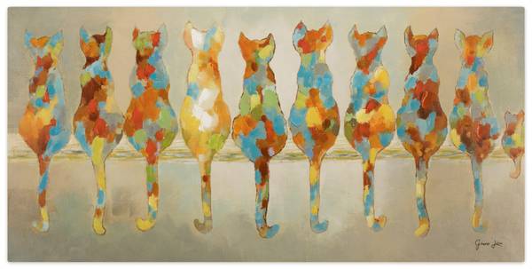 Acrylbild Handgemalt Katze Jec Baumwollstoff - 120 x 60 x 4 cm