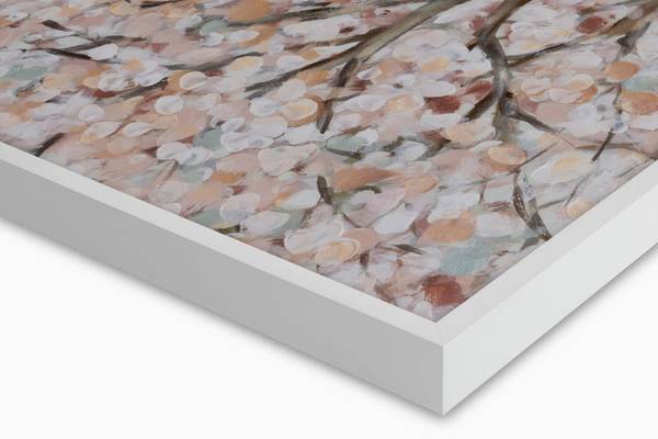 Tableau peint à la main Fleurs Brume Gris - Rose foncé - Coton - 100 x 75 x 4 cm