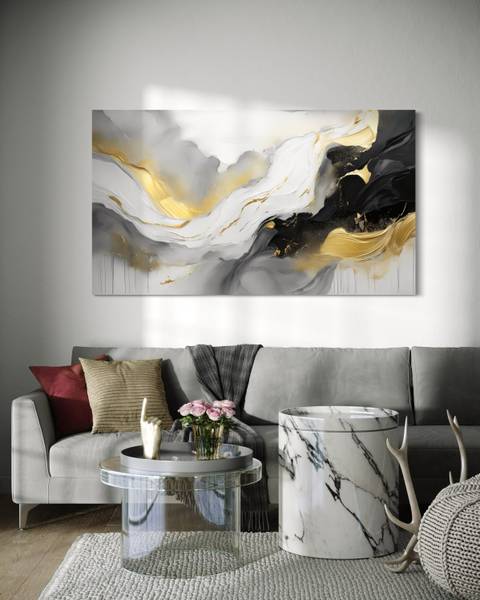 Wandbild wellen aquarell abstraktion 120 x 80 cm