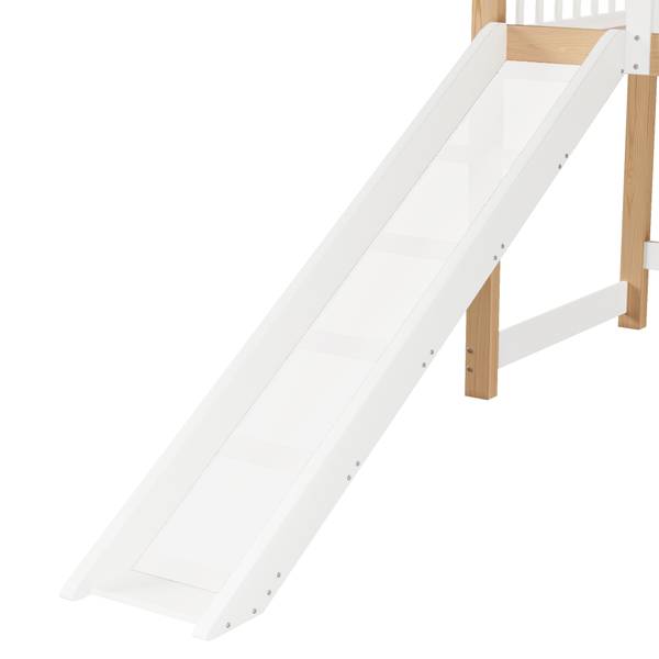 Halbhohes Bett Oneiros Ⅳ Braun - Weiß - Holzwerkstoff - Massivholz - 236 x 135 x 253 cm