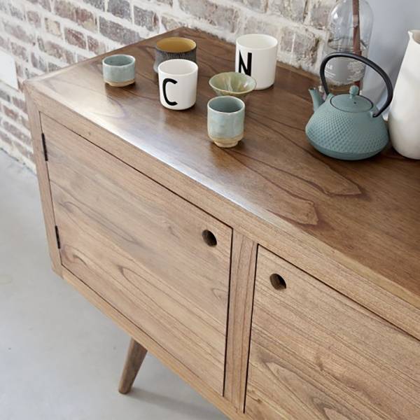 Kommode SACHA Beige - Massivholz - 120 x 84 x 45 cm