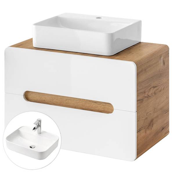 Waschtisch LUTON-56-466 Weiß - Holzwerkstoff - 80 x 67 x 46 cm