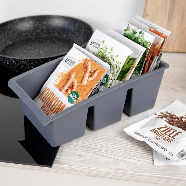 Gewürzbeutel Organizer 2er Set SET677 Grau - Kunststoff - 15 x 9 x 25 cm