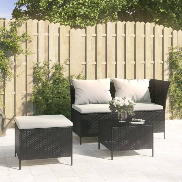 Salon de jardin 3029240-2 (lot de 3) Noir - Blanc