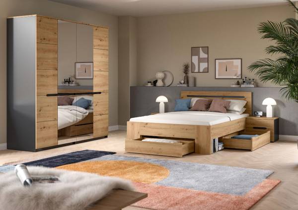 Schlafzimmer-Set Canu (4-teilig) Braun - Holzwerkstoff - Holz teilmassiv - 1 x 1 x 1 cm