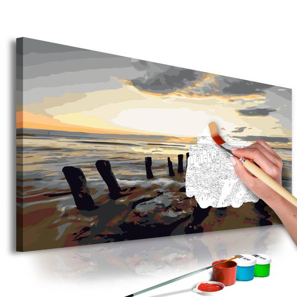 Wandbild Malen nach Zahlen Natur Log Baumwollstoff - 60 x 40 x 2 cm